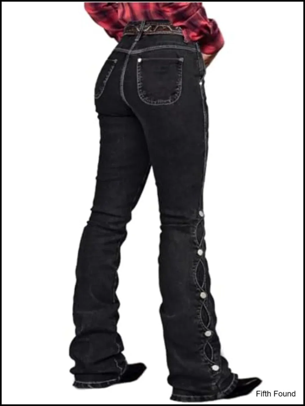 Button Front Bootcut Jeans Mid Rise Stretch Denim Casual Pants